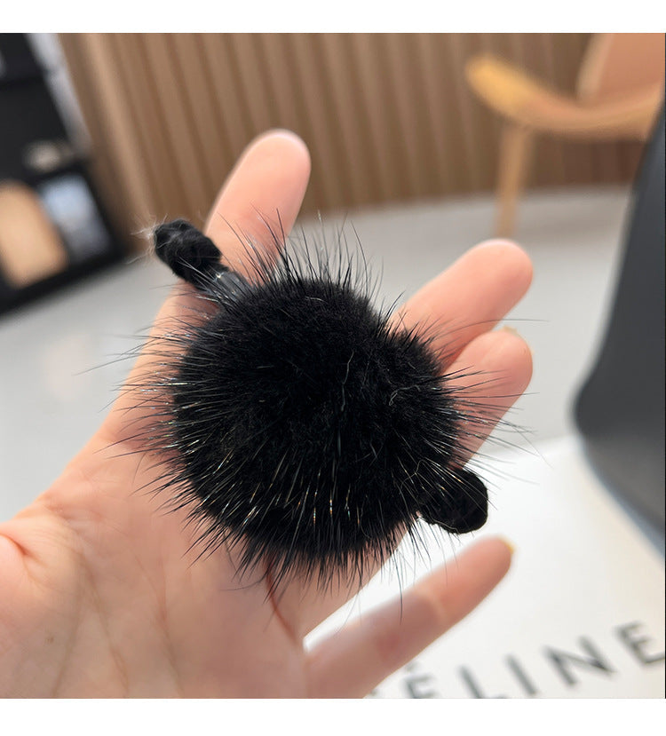 Cute Real Mink Fur Hair Tie Winter Fashion Accessory