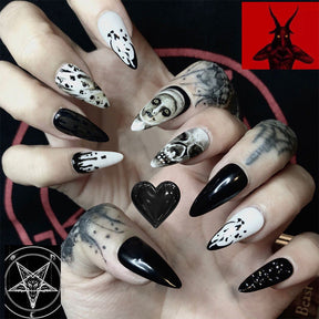 Watercolor Skull Drop-Shaped Removable Nail Tips