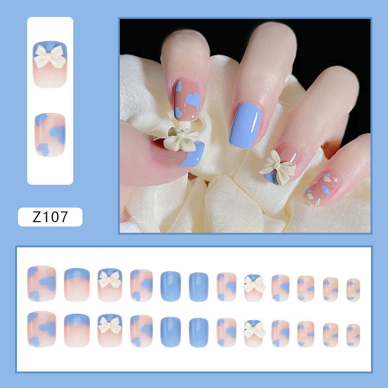 Removable Short Nail Tips - 24 Pieces Pre-Made Nail Stickers