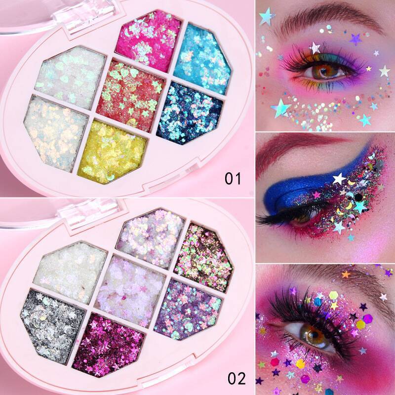 7-Color Glitter Eye Shadow Palette - Shimmering, Stage-Ready, Kid-Friendly