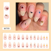 Apricot Gradient Almond Nails Adorable Animal Collection Butterfly Ant Snail Kids Nails