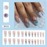 Long Ballet Nails Fresh Diagonal Triangle French Butterfly Nails Versatile Fake Nails