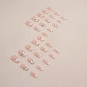 Short Ballet White Pearl and Cream French Nails - Cute Ins Style (24-Piece)