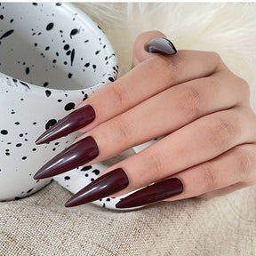 Artistic Brown Stiletto Nails - Pre-made (24-Piece)