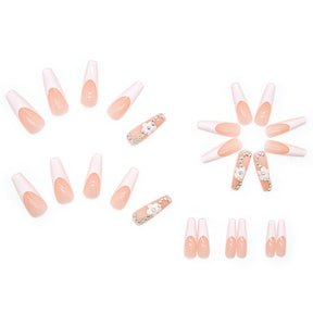 24pcs Long Ballet Style Wearable Nail Stickers for Practice & Removal