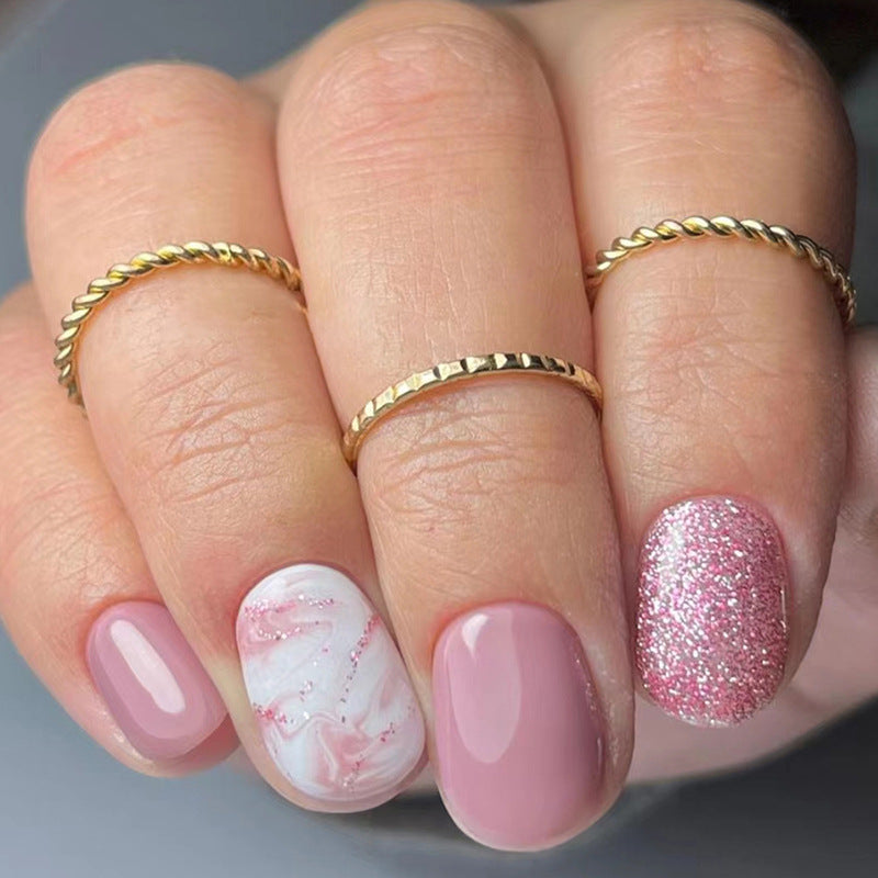 Simple Pink Ombre Shimmer Nail Stickers