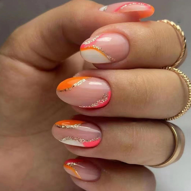 Cute Short Oval Wave Nails, Irregular and Shiny