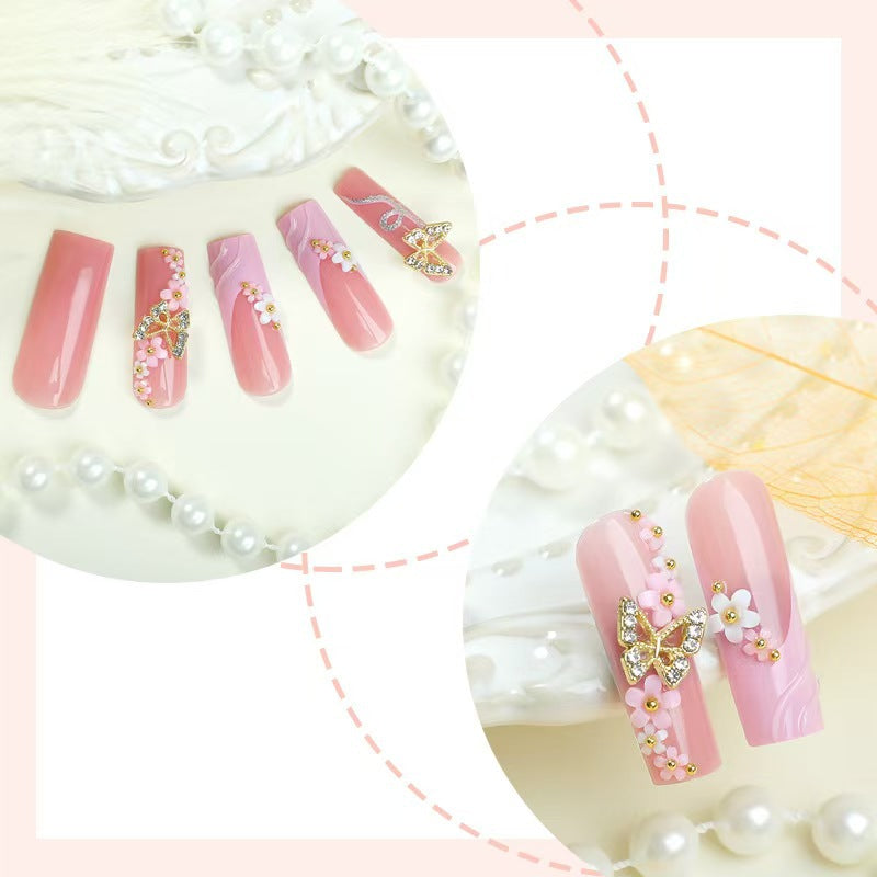 24-Piece Water Pipe Nail Tips with Butterfly Design