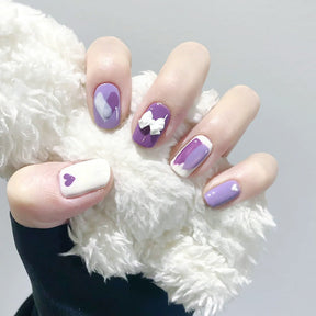 Purple Ombre Heart Butterfly Nail Wraps