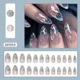 Cat Eye Shiny Irregular Square Fall Nails: 24-Piece Dreamy Blue Nail Wraps