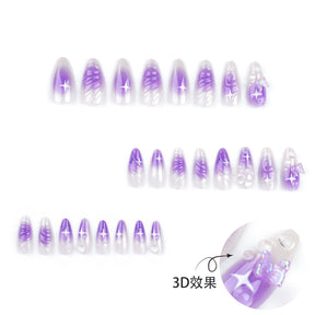 3D Butterfly Purple Ombre Nail Tips