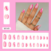 Pink Lady Wavy Dots Round Tip Nail Tips 24-Piece Box