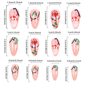 Christmas Nail Tips with Santa, Reindeer, and Almond Shape