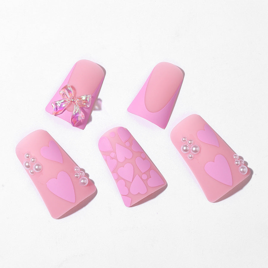 New Arrival Duckbill Press-On Nail Tips with Pink Butterflies