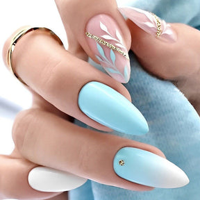 Cream Blue Gradient Detachable Nails