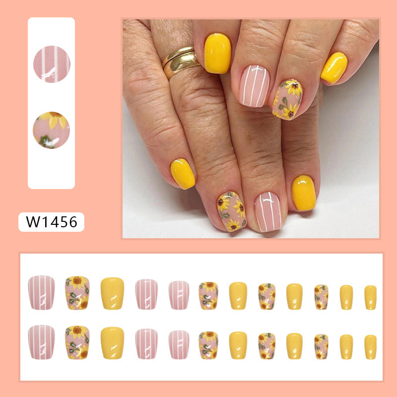 Vintage Oil Paint Sunflower Fall Nails - Fashionable Ins-Style (24PCS)