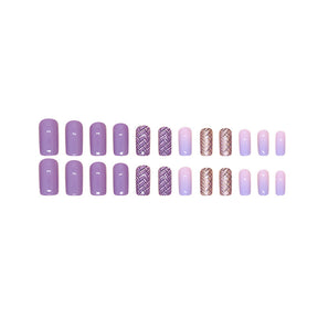 Shiny Aurora Silver Purple Nails Sweet Cool 24-Piece Set