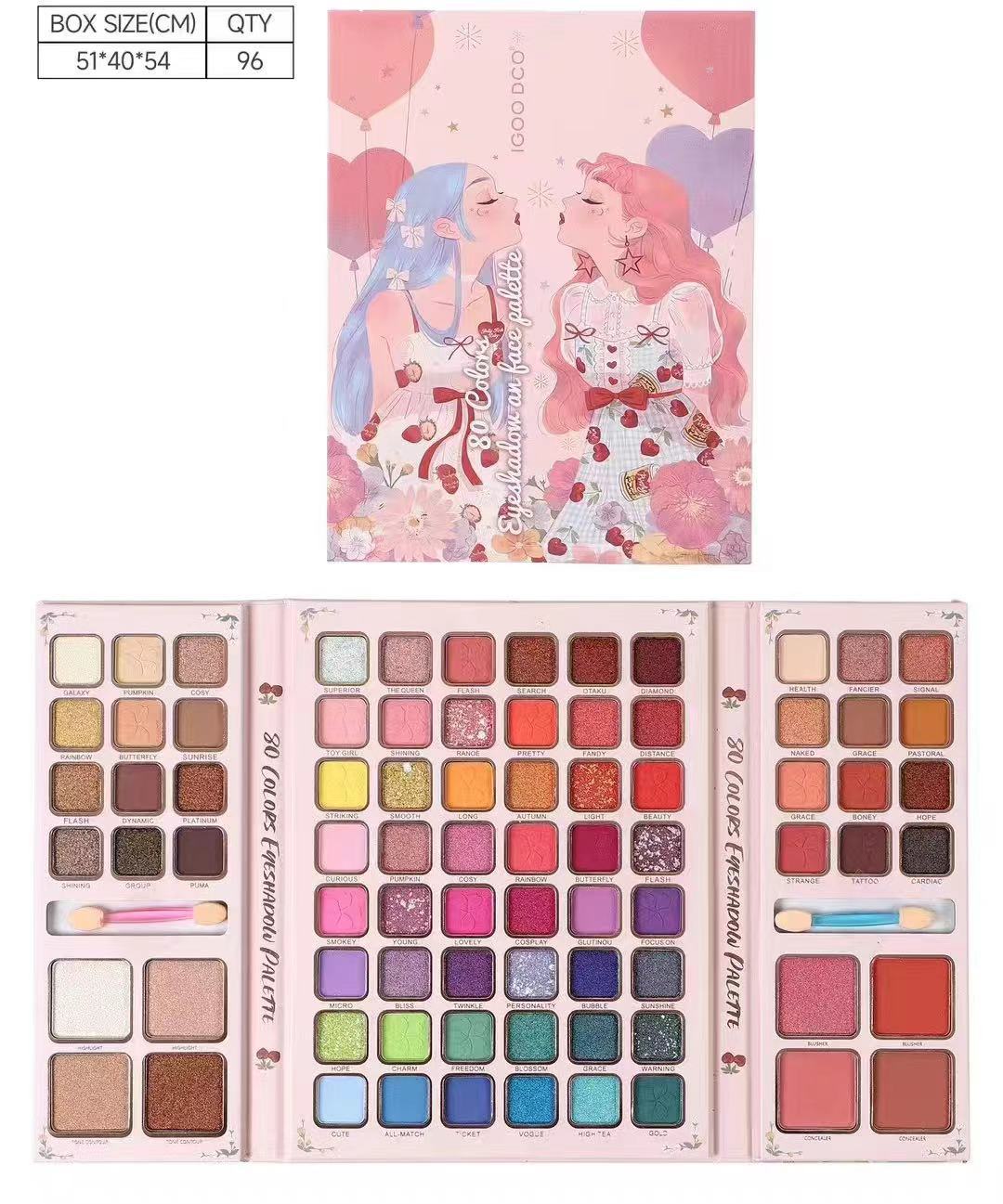 80-Color Dream Girl Eye Shadow Palette - Matte, Shimmer, Blush, Highlighter