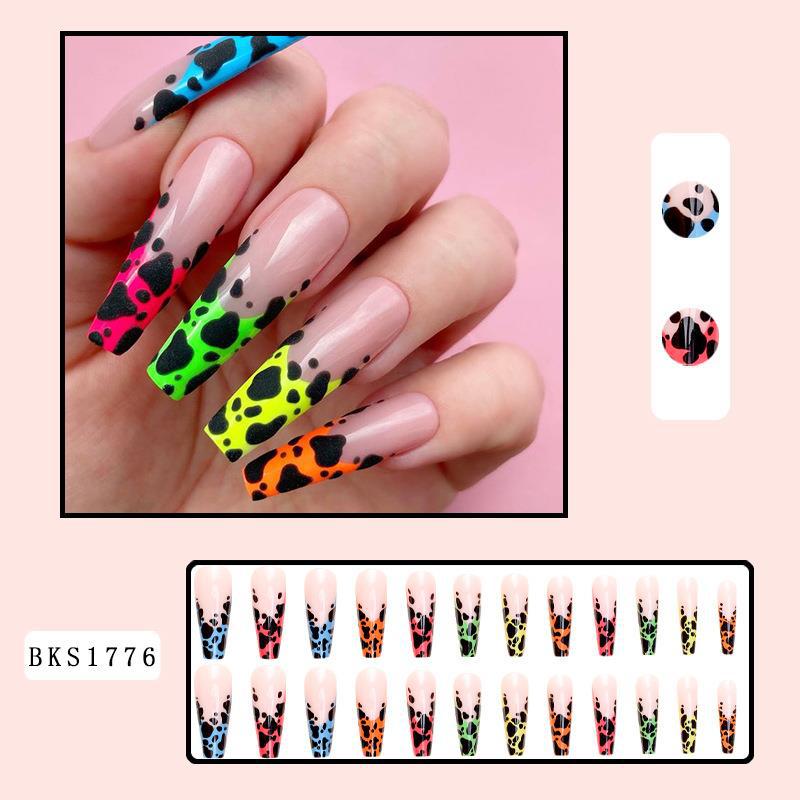 Cow Print French Manicure Nail Tips