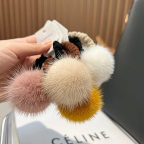 Cute Real Mink Fur Hair Tie Winter Fashion Accessory