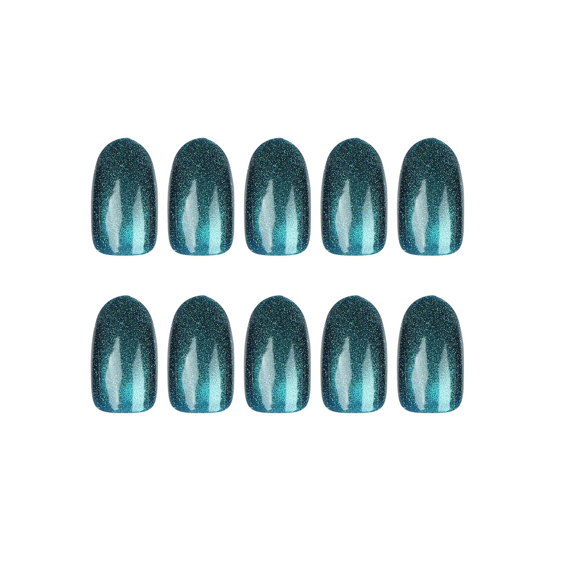 Cat Eye Blue Nail Wraps, Short Wear-On Nails