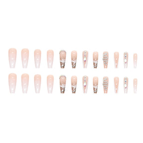 Sweet Cool Long Ballet Nails Euro Ins Style Shiny Diamond Silver Snake Gradient Wholesale