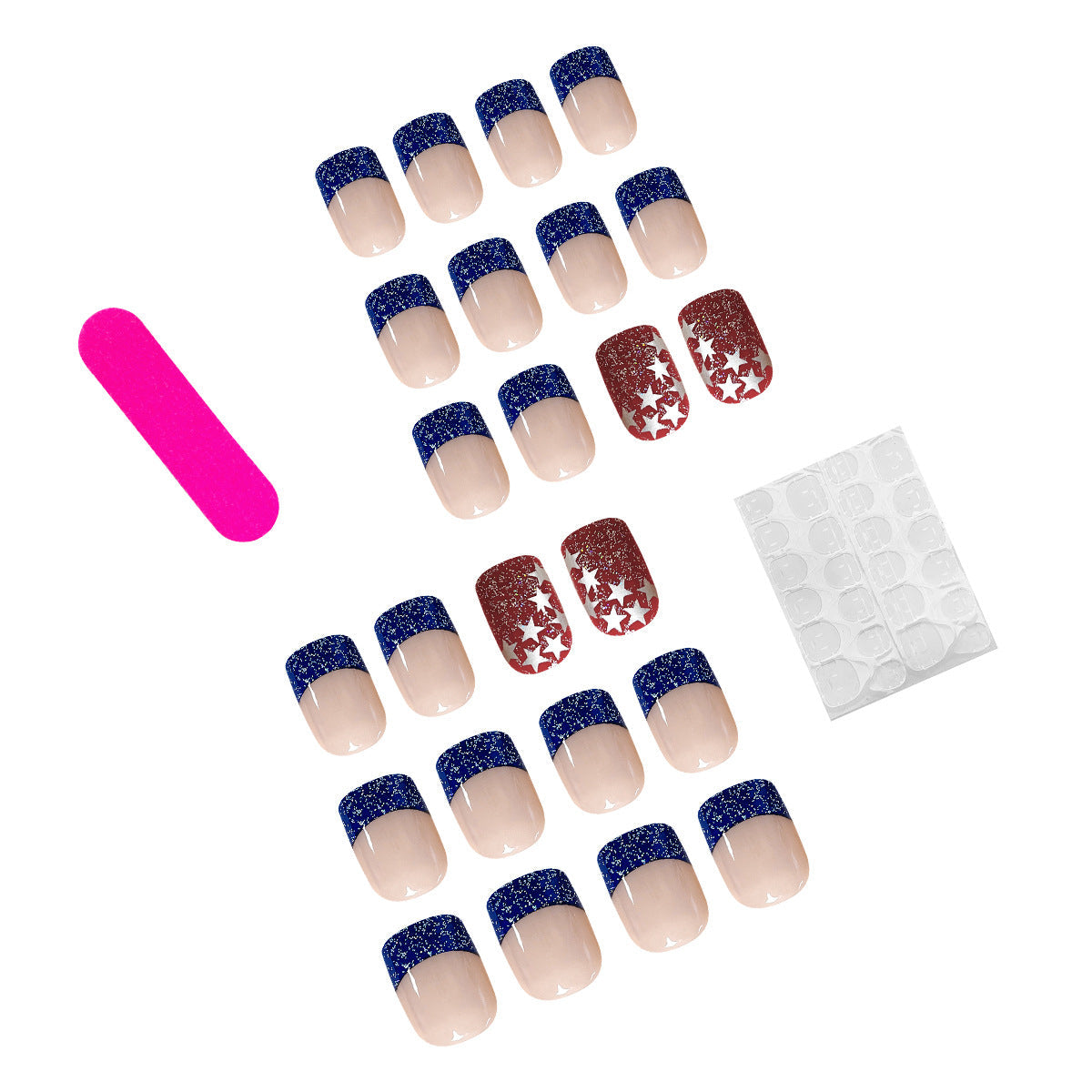 4th July Star Blue Edge Handmade Nail Stickers