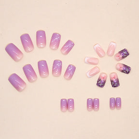 Pastel Grape Purple Gradient Nail Tips, Medium Length