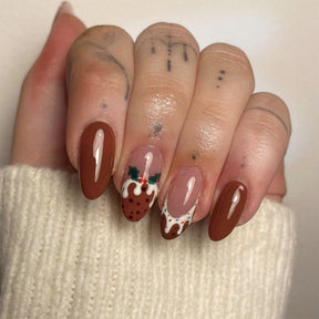 Brown Solid French Reindeer Fall Nails for Christmas