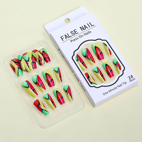 24-Piece Mid-Length Rainbow Clash Nail Tips