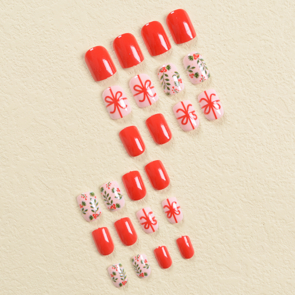 Christmas Berry and Bow Nails, Festive and Cheerful