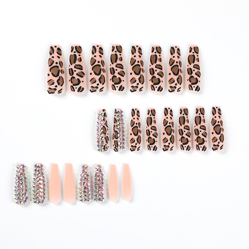 Wholesale Matte Leopard Print Full-Diamond Nail Art Tips