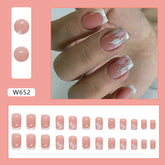 24-Piece White French Tree Silhouette Nails, Minimalist and Chic