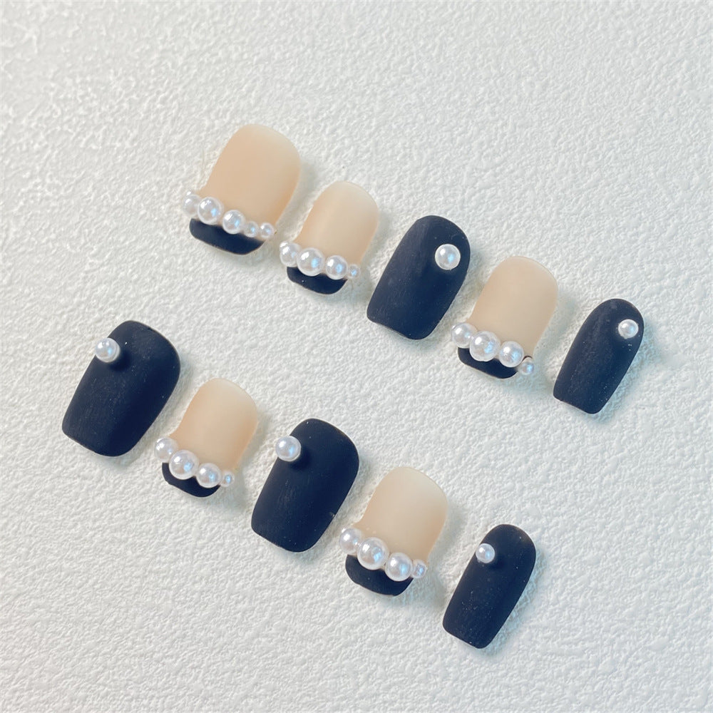 Chic Handmade Matte Pearl Fall Nails, Trendy and Versatile Student-Friendly Nail Patches