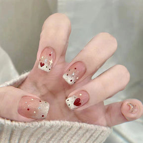 Removable Star Nail Stickers - Cute Heart Design (24 pcs)