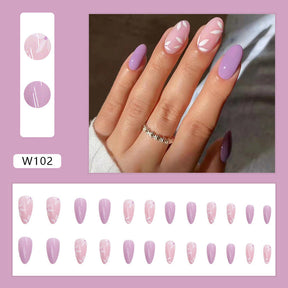 Ballet T-Shape Press-On Fall Nails - European and American Style (24PCS)