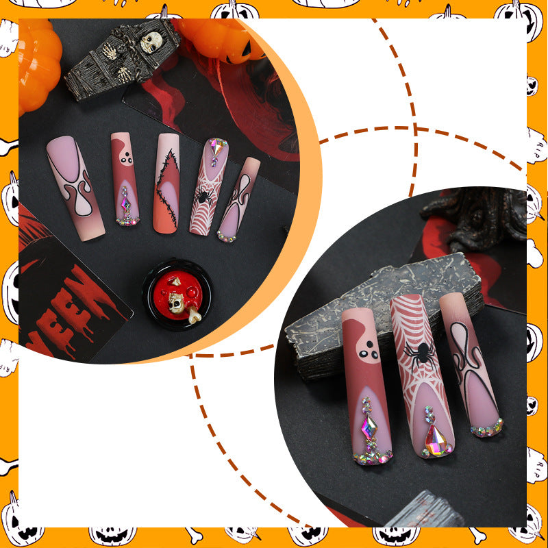 Ultra Long Halloween Detachable Nails with Spiders and Ghosts