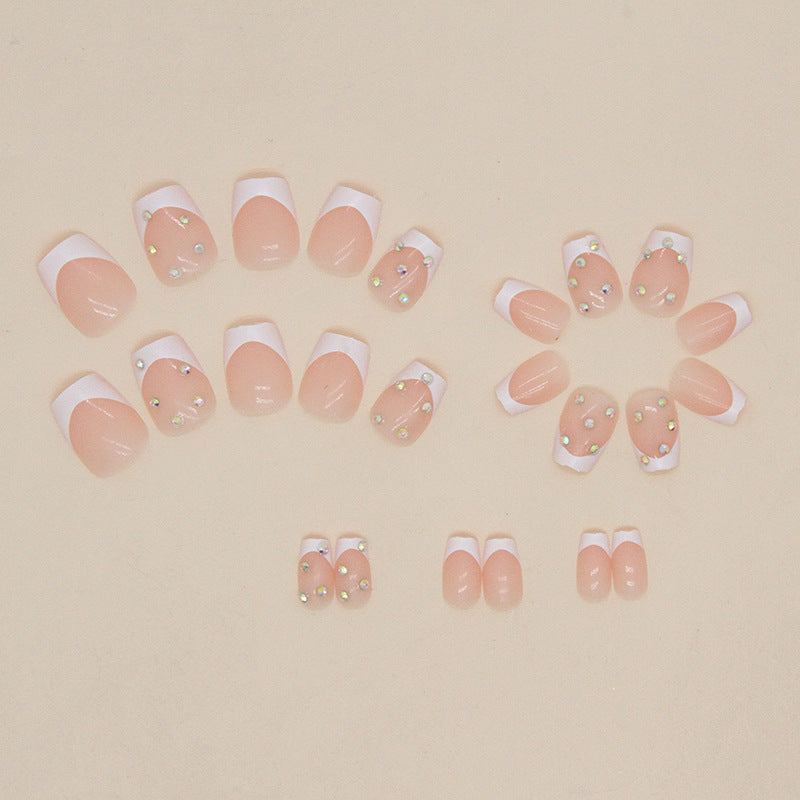 Short Ballet-Inspired White French Tip Nail Wraps for Fall Nails