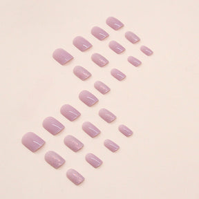 Short Lilac Purple Soft Girl Nails Aurora Glitter Fake Nails Euro Ins Style