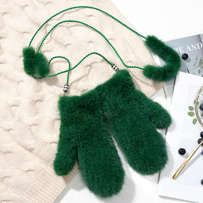 Cute Mink Fur Mittens - Neck-Hanging Winter Gloves