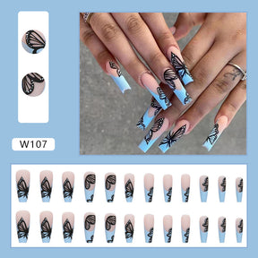 Ballet T-Shape Press-On Fall Nails - European and American Style (24PCS)