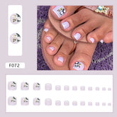 Simple French Fresh Flower Toe Fall Nails, 24-Piece Set