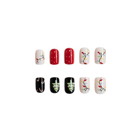 Christmas Nail Tips with Tree, Cane, and Candy Colors