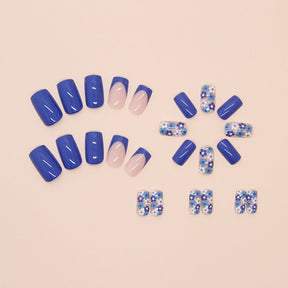 Blue Print Fall Nails: 24-Piece Removable French Nail Wraps