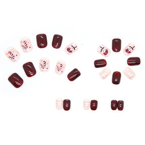 Wholesale Short Red Snowman Nail Tips, New Year & Christmas