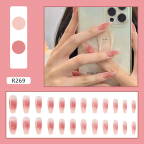 Pink Blush Long Nails - Gentle & Removable Stickers