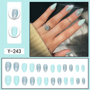 Solid Color Glitter Gel Nail Extensions, Removable