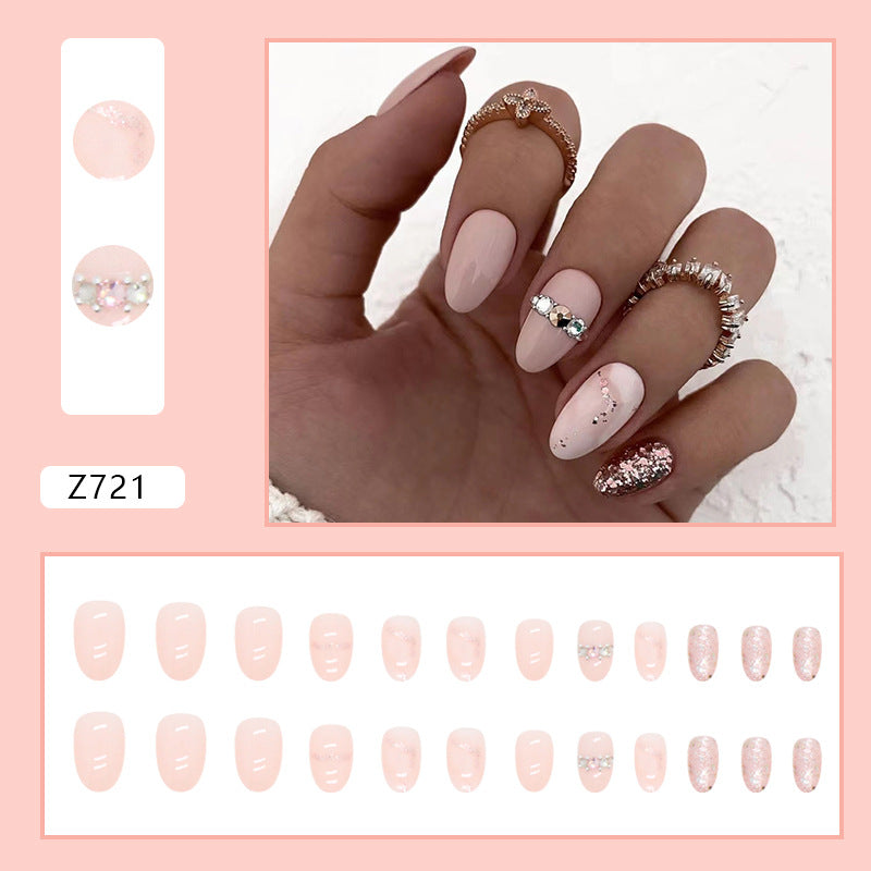 Ballet Nails with Glitter and Diamonds: 24-Piece Sparkly Fall Nail Wraps