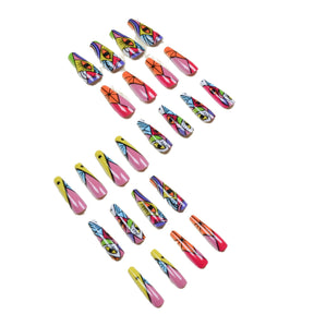 Colorful Graffiti Eye Design False Nails