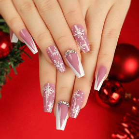 Christmas Press-On Fall Nails Set with Nail Tips